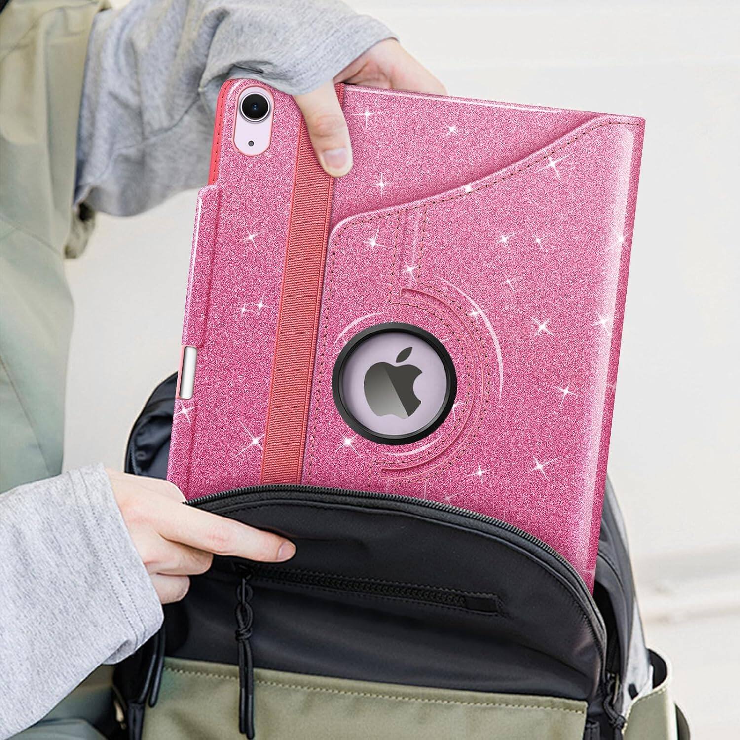 Alt View 5. Fintie - Rotating Case for iPad Air 13-inch M4/M3/M2 (2026/2025/2024) | 360° Swivel Stand Shockproof Protective Cover - Glittering Pink.