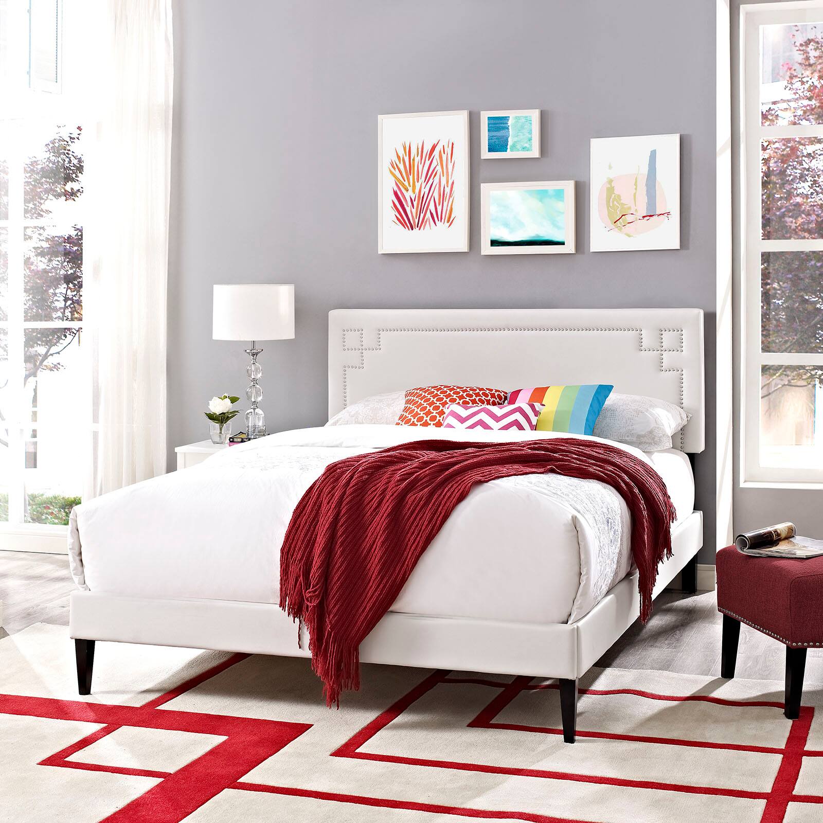 Alt View 2. Modway - June Wood Queen Platform Bed Frame - Black.