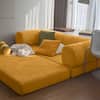 Front. KERDOM - 78 Inch W Sectional Modular Sofa, 3-4 Person Corduroy Sofa Bed Foldable, High Rebound Density Sponge Sofa, Block Couch - Yellow.