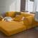 Front. KERDOM - 78 Inch W Sectional Modular Sofa, 3-4 Person Corduroy Sofa Bed Foldable, High Rebound Density Sponge Sofa, Block Couch - Yellow.