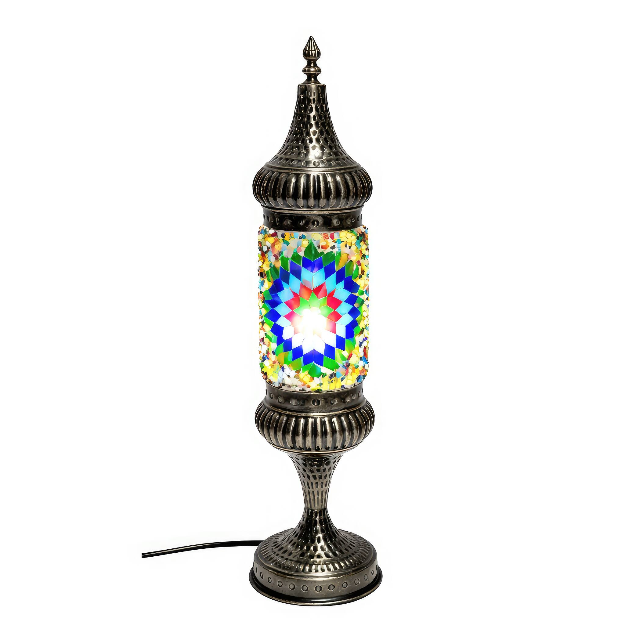Angle. FC Design - 19"H Bronze Base Mosaic Tower Turkish Lamp.