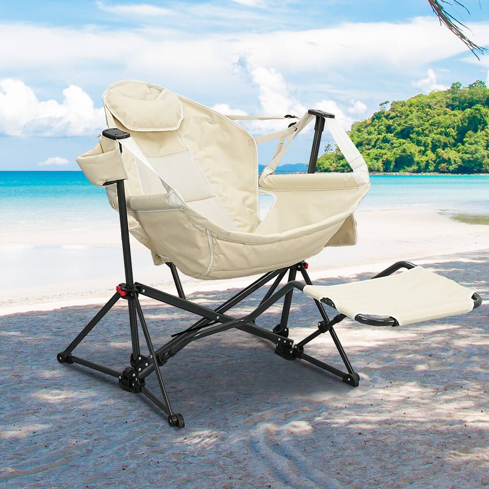 Alt View 1. Ainfox - Ainfox Hammock Camping Chair Beige with Footrest - khaki.