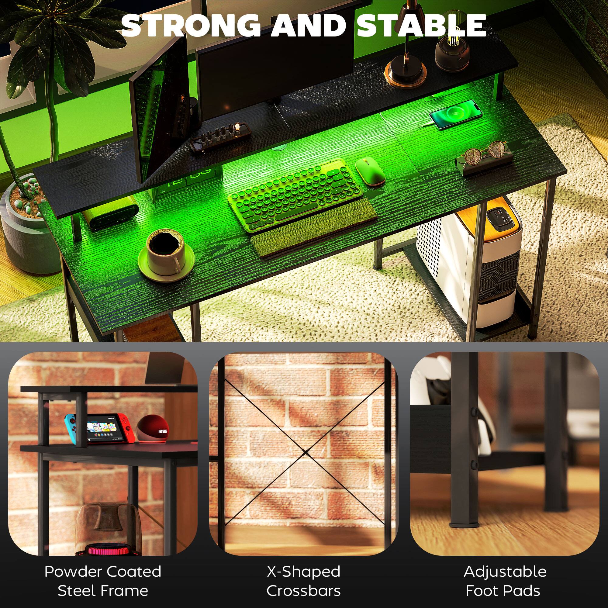 STRONG AND STABLE - Powder Coated Steel Frame, X-Shaped Crossbars, Adjustable Foot Pads