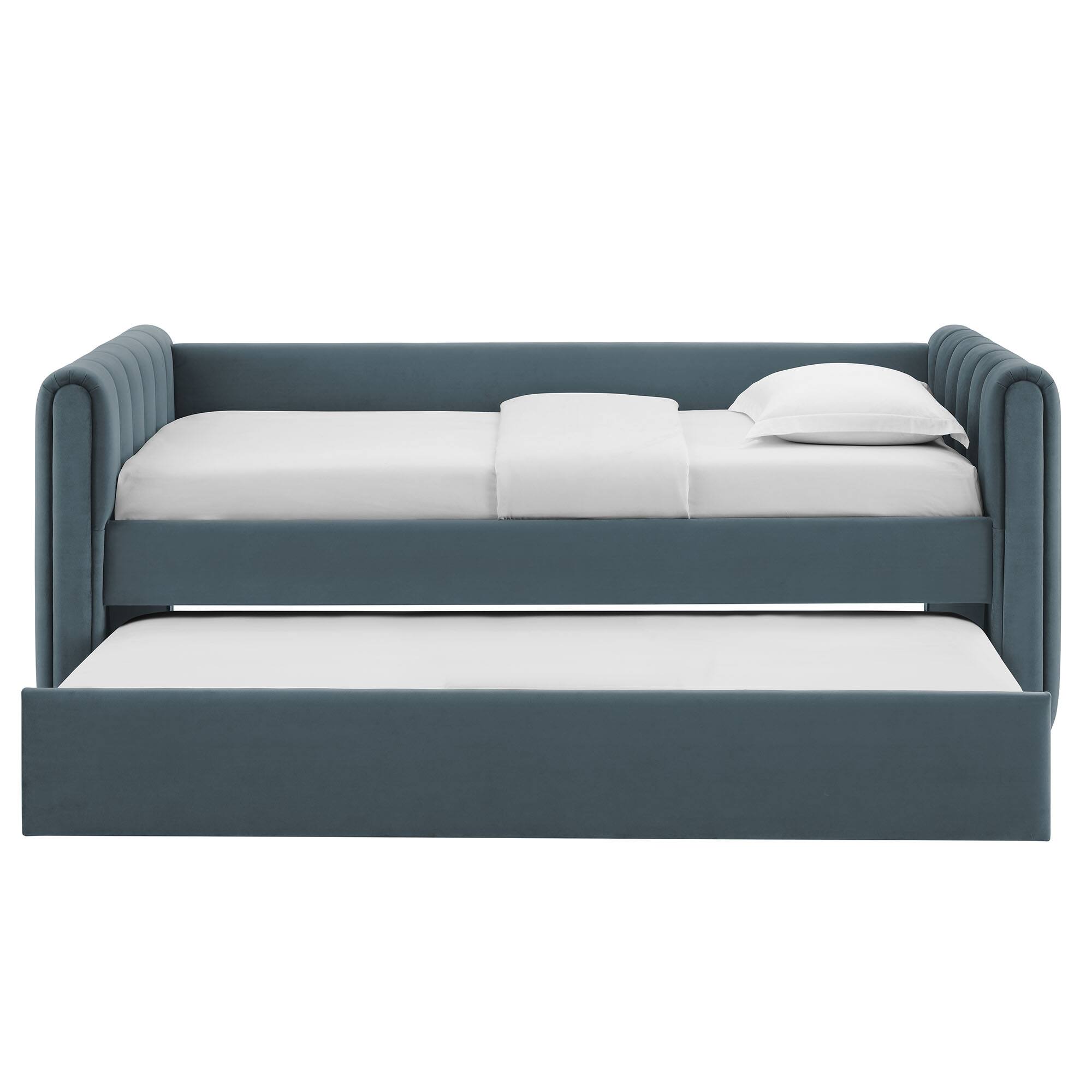Alt View 9. Modway - Veyla Channel Tufted Performance Velvet Twin Daybed With Trundle by Modway - Cadet Blue.