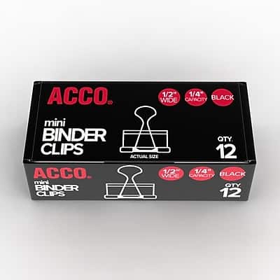"ACCO - Mini Binder Clips, 0.25"" Capacity, 12 Clips/Pack (A7072010) - Black" price history on PriceWatchPro