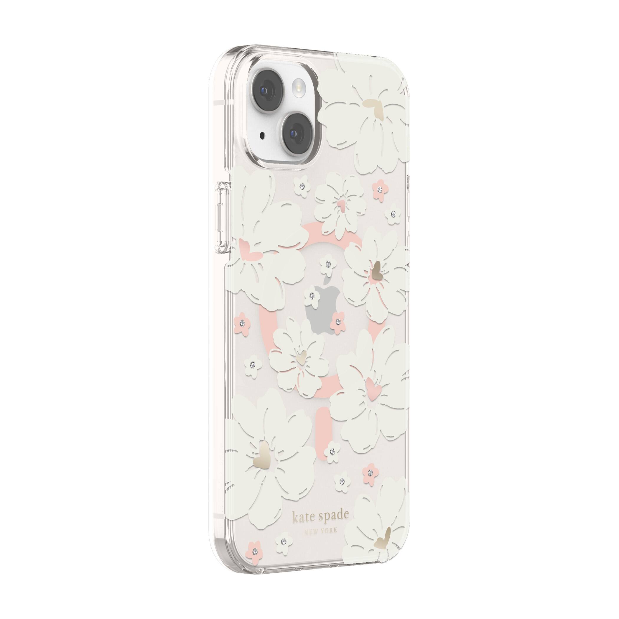 Left. kate spade new york - Protective Hardshell Magsafe Case for iPhone 14 Plus - Peony.