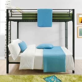 Hivvago - Full over Full size Sturdy Metal Bunk Bed - Black