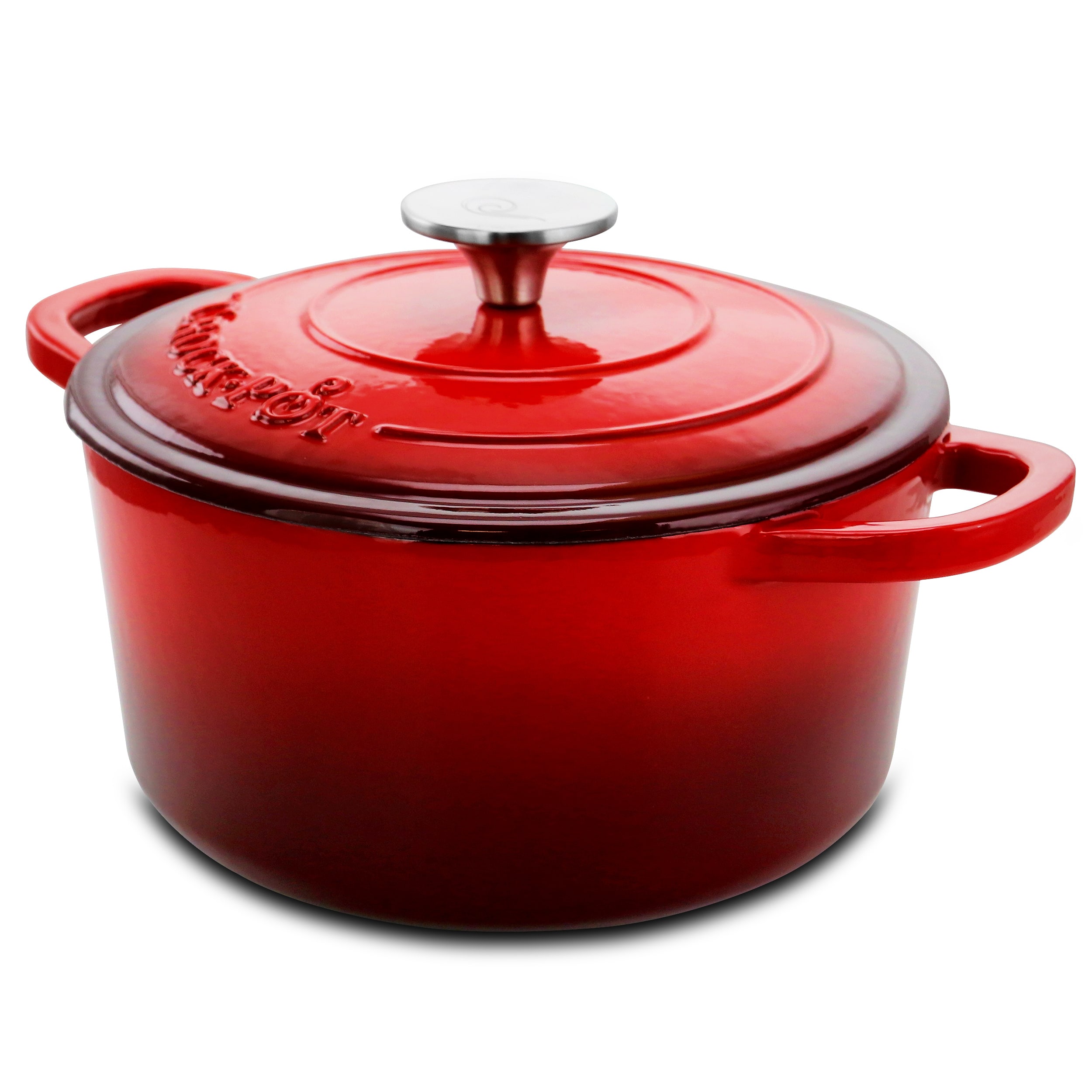 Crock-Pot - Artisan 3 Quart Enameled Cast Iron Casserole with Lid - Gradient Red