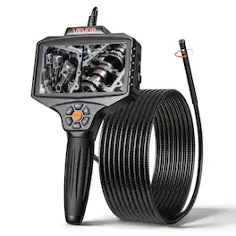 VEVOR - Endoscope with Light, 360° View Coverage Industrial Borescope Inspection Camera with Rotating Probe - Black