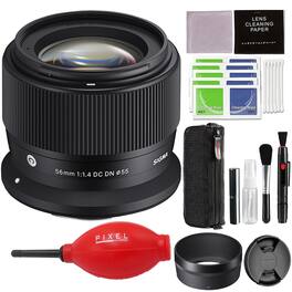 Sigma - 56mm f/1.4 DC DN Contemporary Lens for Canon RF Mount with Advanced Accessory and Travel Bundle | 56mm f1.4 canon - Black