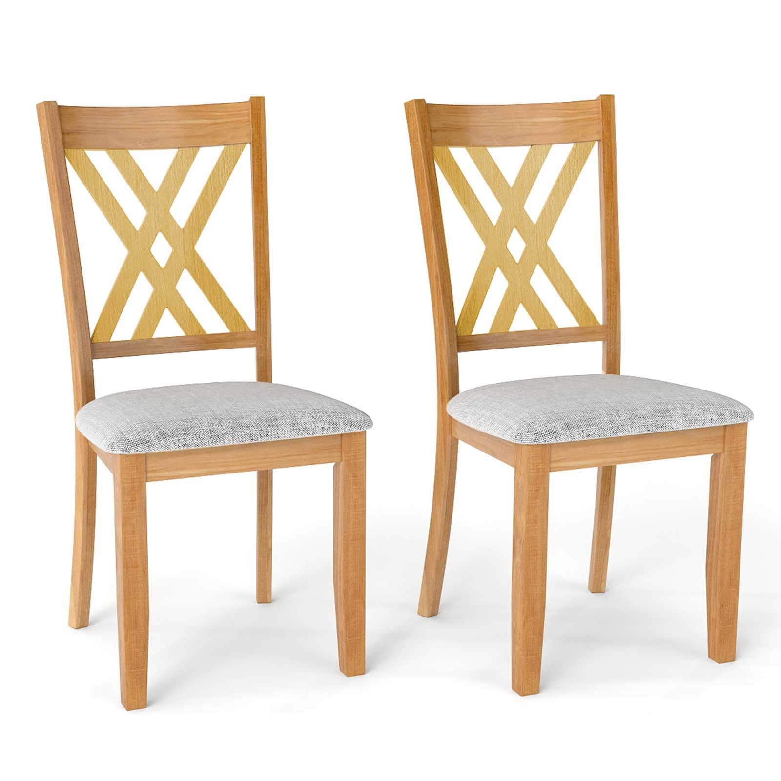Costway - 2 PCS Linen Fabric Upholstered Kitchen Armless Chairs with Rubber Wood Frame - Natural price history on PriceWatchPro