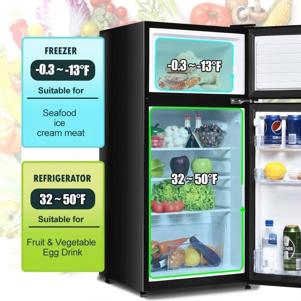 FREEZER  
-0.3 ~ -13°F  
Suitable for  
Seafood ice cream meat  

REFRIGERATOR  
32 ~ 50°F  
Suitable for  
Fruit & Vegetable Egg Drink