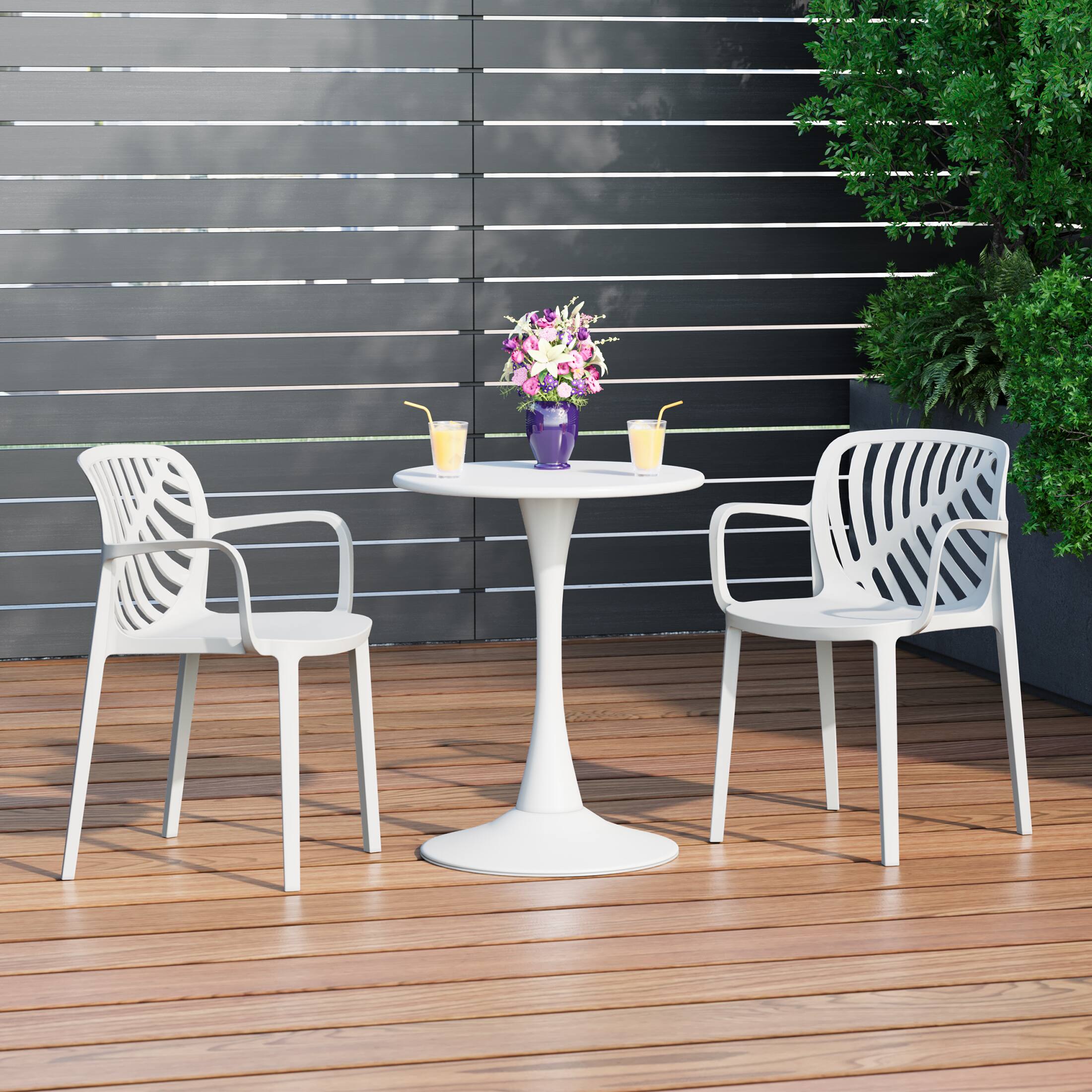 WestinTrends Playa Outdoor Modern Stackable Patio Dining Armchairs (Set ...