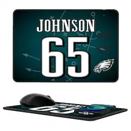 Keyscaper - Lane Johnson Philadelphia Eagles Wireless Charger and Mouse Pad - Black