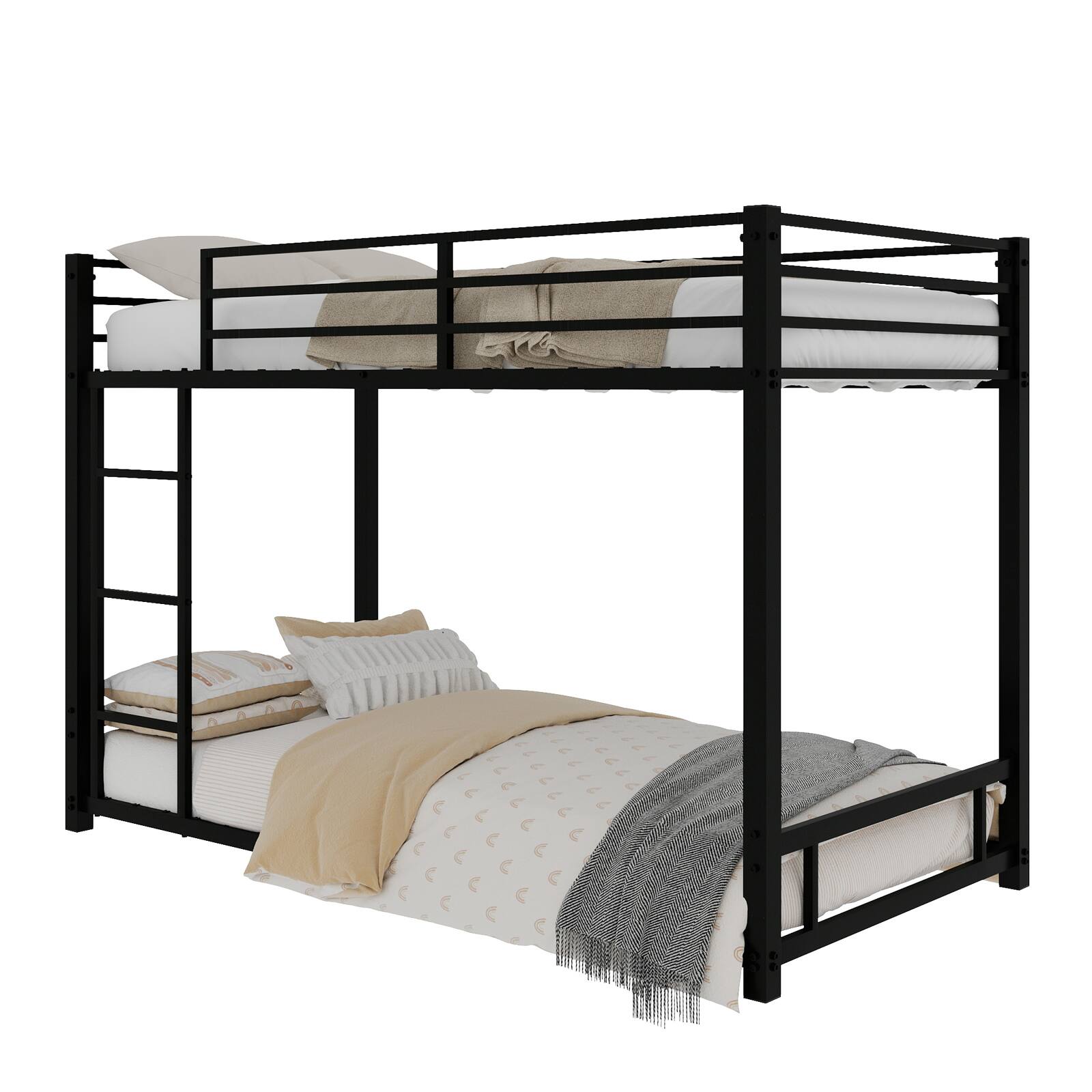 Alt View 4. Loheer - Loheer Metal Twin Over Twin Bunk Bed Heavy Duty Sturdy Frame Noise Free Black - Black.