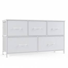 AOITUN - Dresser for Bedroom with 5 Storage Drawers - Ideal Temporary Clothes Dresser & TV Stand - White