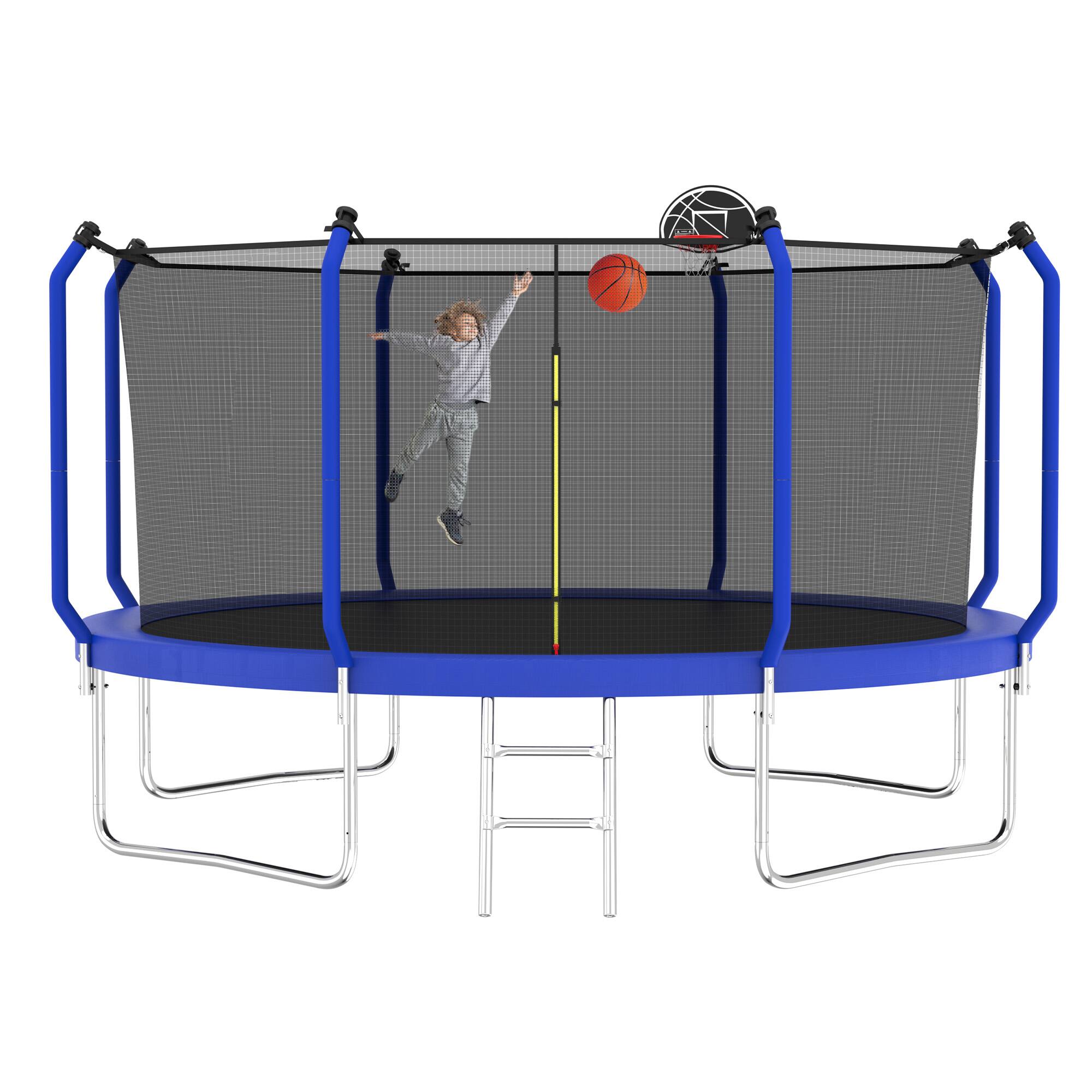 Back. LOVMOR - Lovmor 12 FT Trampoline with Basketball Hoop and Ladder Recreational Trampoline for Adults.