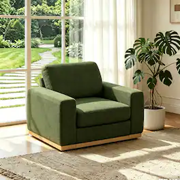 Dyonery - 42" Modern Single Sofa ,Deep Seat Modular Sofa Couch,Solid Wood Frame,Spring Cushions,Easy Assembly,Green - Green