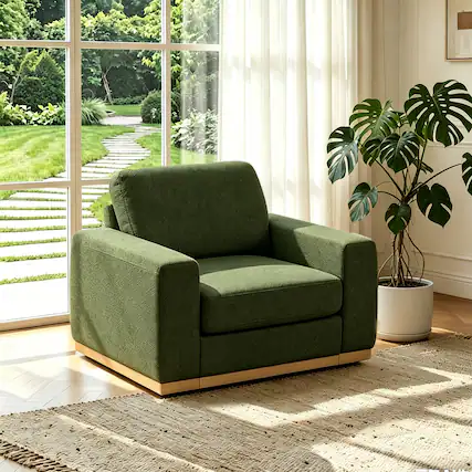 Front. Dyonery - Dyonery 42" Modern Single Sofa ,Deep Seat Modular Sofa Couch,Solid Wood Frame,Spring Cushions,Easy Assembly,Green - Green.