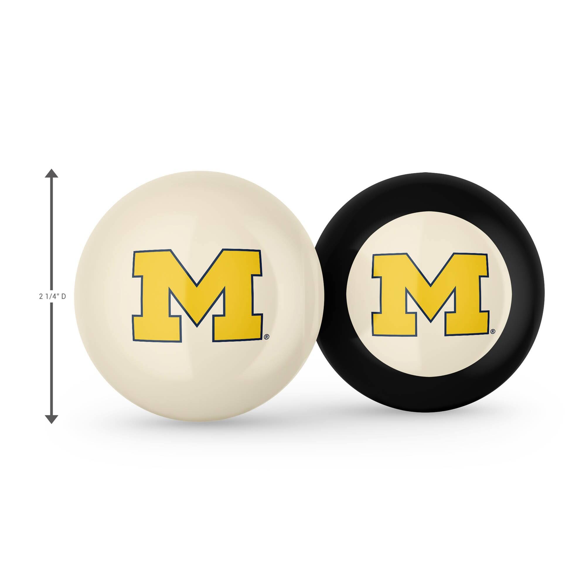 Alt View 1. Imperial - Michigan Wolverines Logo Cue Ball & 8 Ball Combo Set - White.