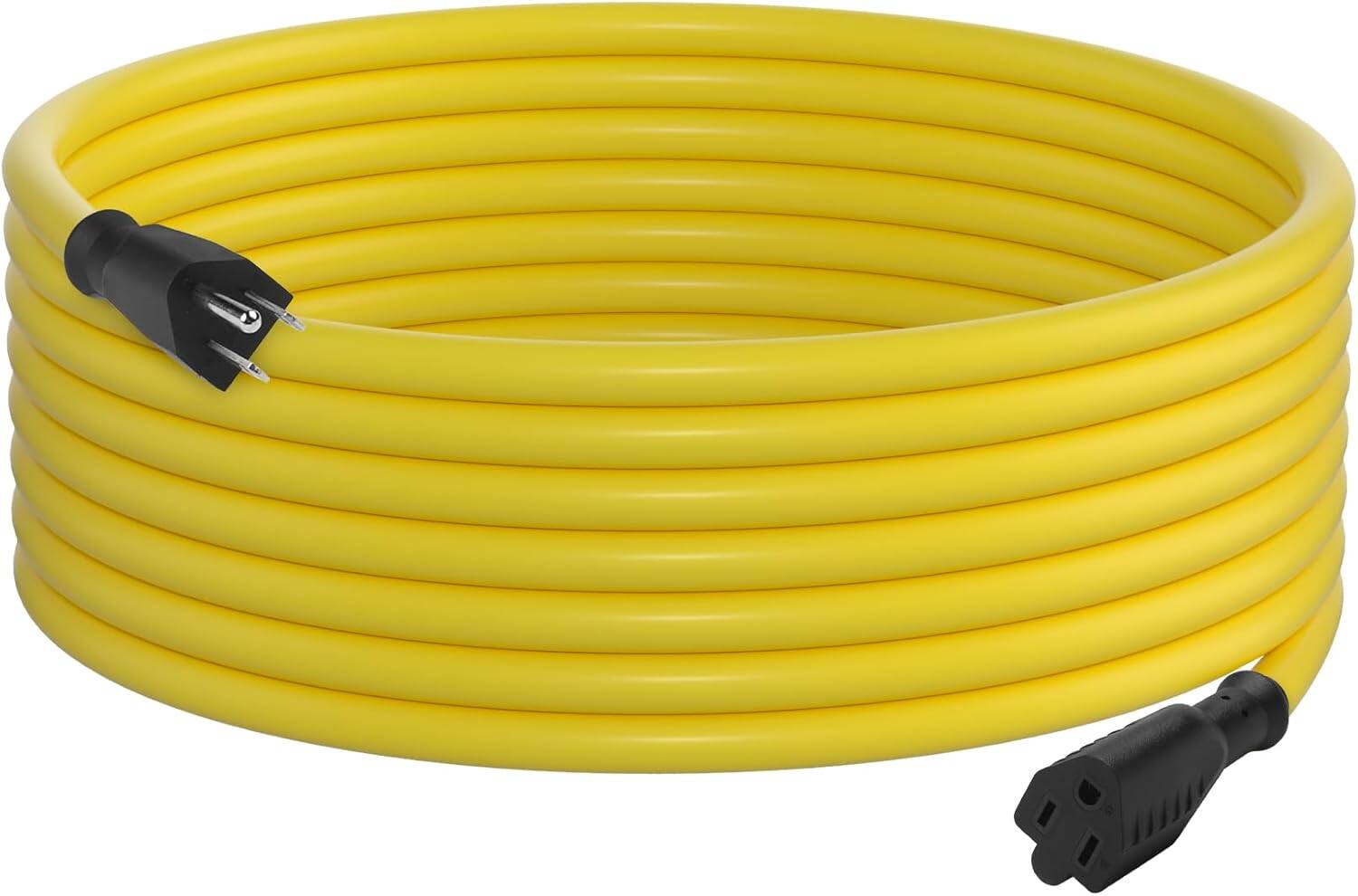 Alt View 4. BN-LINK - BN-LINK 15 ft Outdoor Extension Cord 12/3 SJTW, Heavy Duty, 3-Prong Grounded, 15A, 1875W, Yellow, ETL - Yellow.