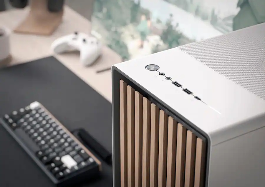 Fractal Design North Chalk White with Oak Front and Clear TG Side Panel ...
