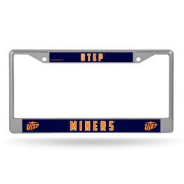 Rico Industries - Texas El Paso UTEP Miners - 12" x 6" Standard Size - Chrome Metal License Plate Frame - Multi
