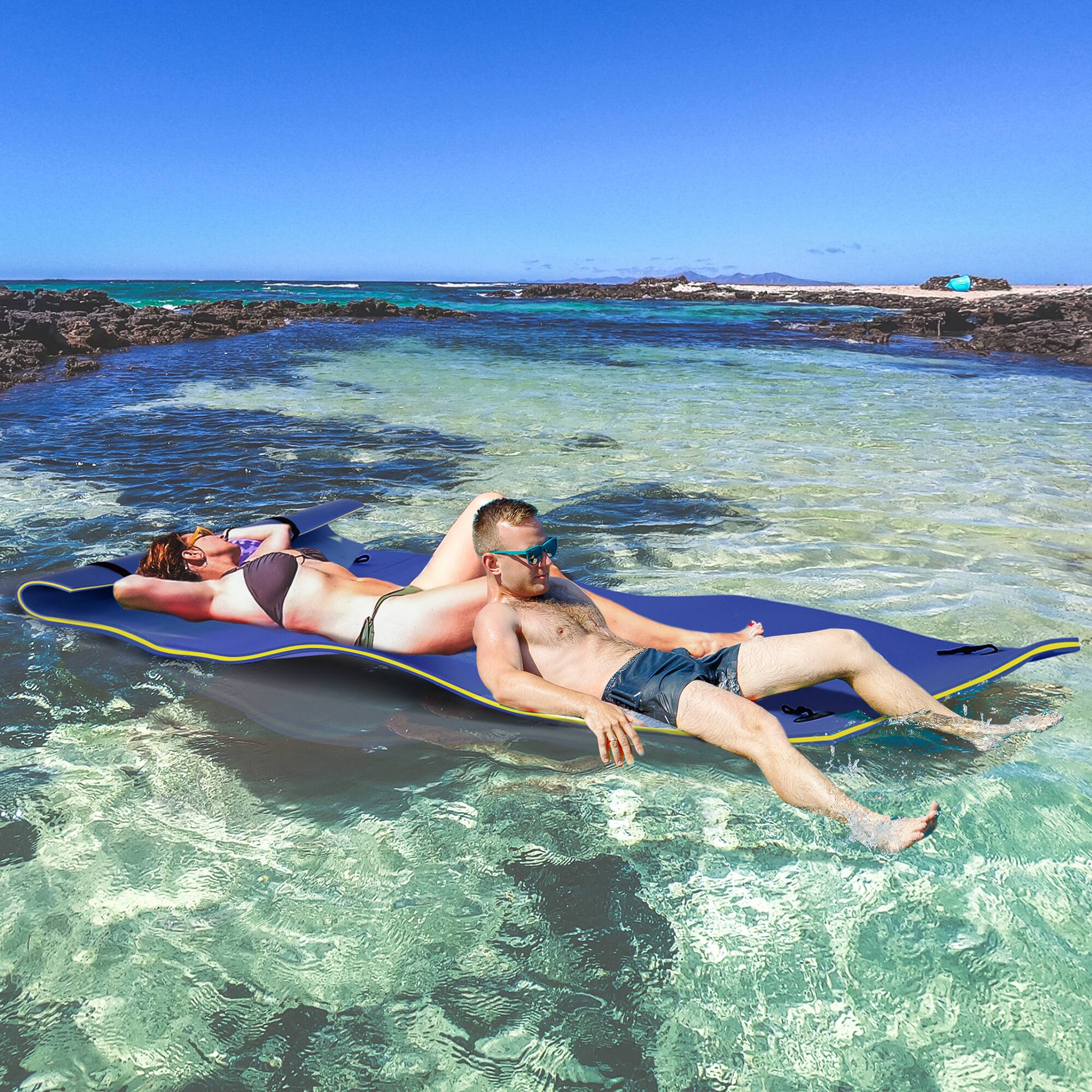 Alt View 1. Homcom - 10' x 5' Lily Pad Floating Mat, 3-Layer Floating Mat for Lake Portable Foam Raft for Family Recreation and Relaxing.