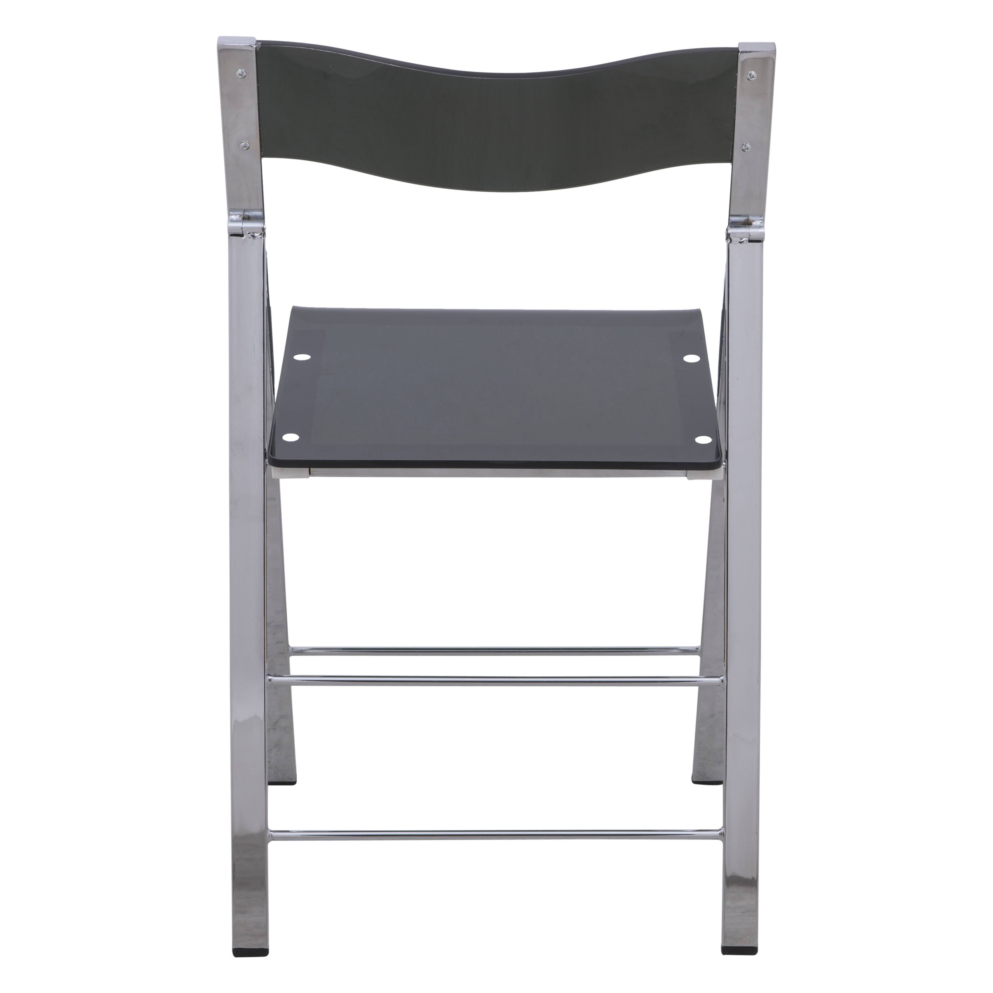 Alt View 1. LeisureMod - Menno 2-PCS Modern Acrylic Open Back Folding Side Chair with Steel Frame & Waterfall Seat, No Assembly - Transparent Black.