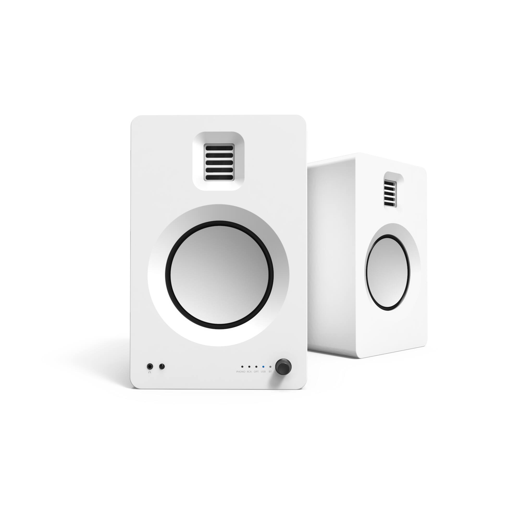 Kanto - TUK 260W Powered Bookshelf Speakers with Headphone Out - USB DAC - Dedicated Phono Pre-amp and Bluetooth - Pair - Matte White
