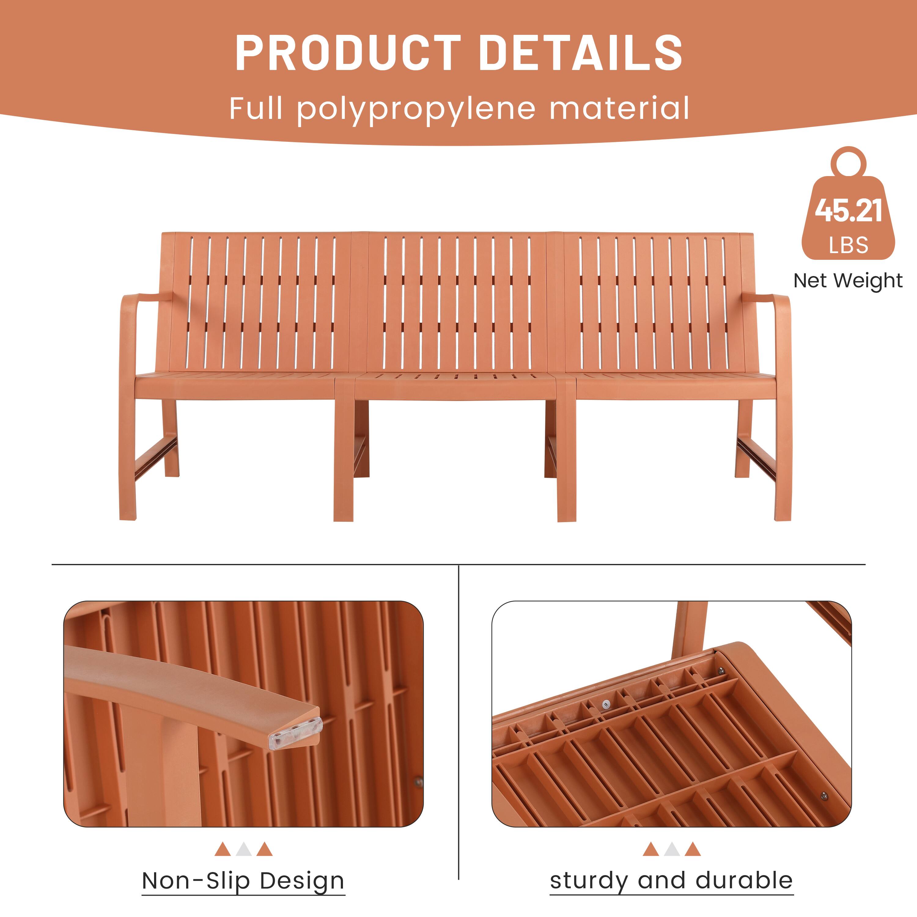 PRODUCT DETAILS  
Full polypropylene material  
45.21 LBS Net Weight  
Non-Slip Design  
Sturdy and durable