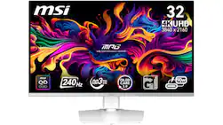 MSI - MPG 321URXW QD-OLED 32" Quantum Dot OLED UHD 240Hz 0.03ms Gaming Monitor with HDR400 (DisplayPort, HDMI, USB) - Metallic White - Front_Zoom