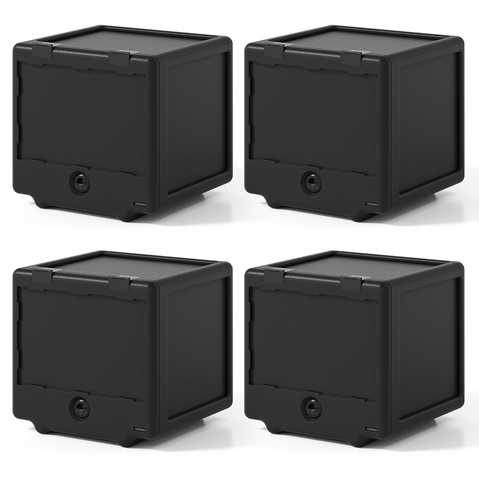 Front. Costway - Costway 4 PCS 2 Tier Insulated Food Pan Carrier with Removable Tray & Box Secure Buckles - Black.