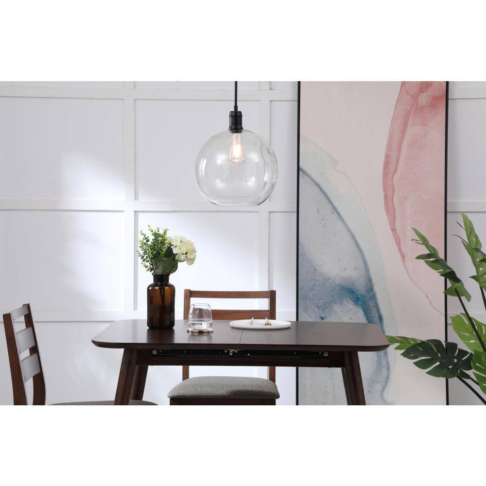 Angle. Living District - Emett 1 light Black and Clear glass pendant - Black And Clear Glass.