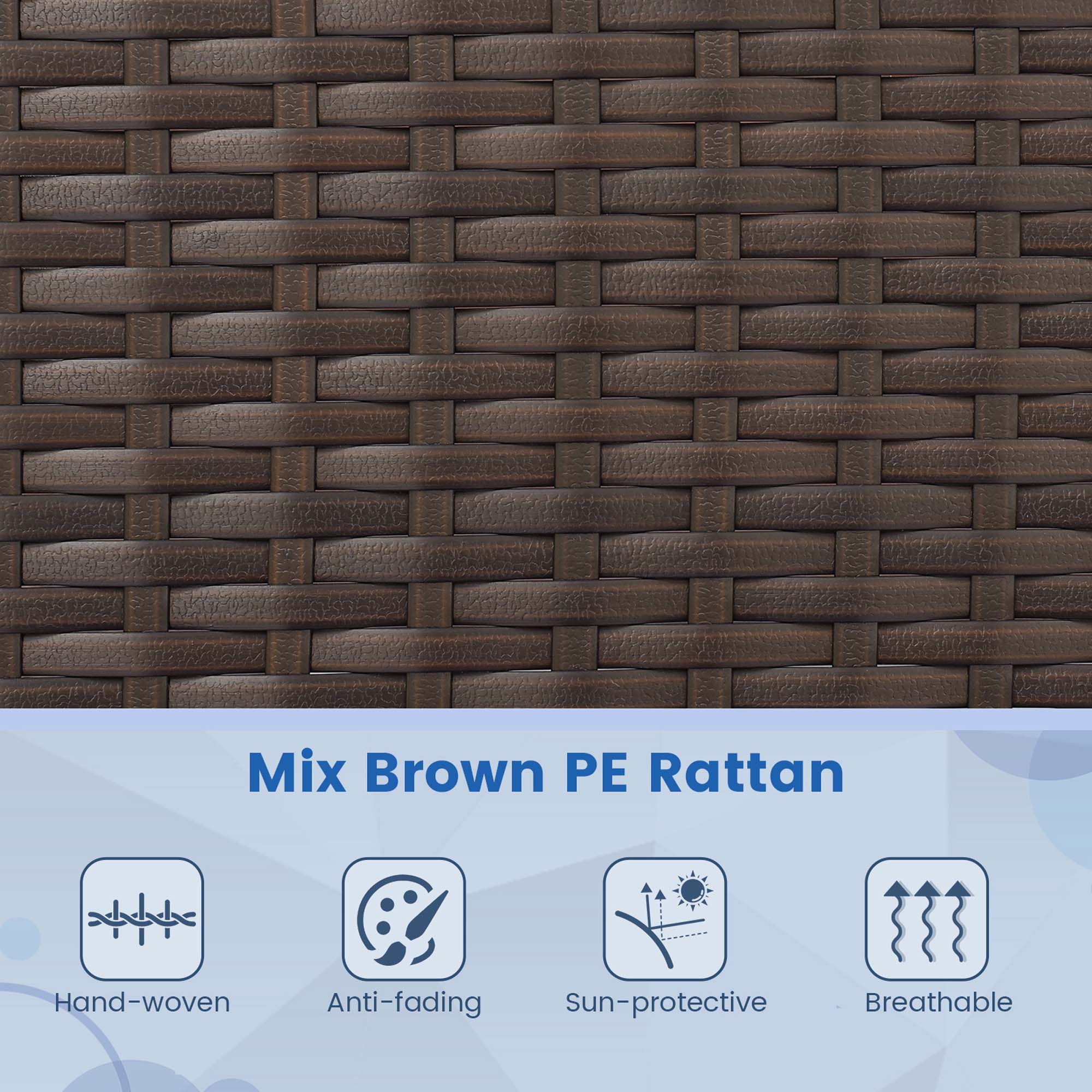 Mix Brown PE Rattan Hand-woven Anti-fading Sun-protective Breathable