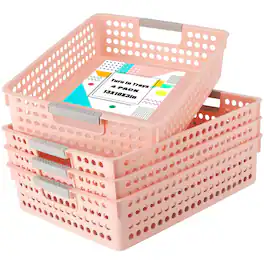 Dapper Styles - Turn In Trays Classroom Paper For Plastic Storage Baskets With Handles Colorful Organization And Tray Holds - Default