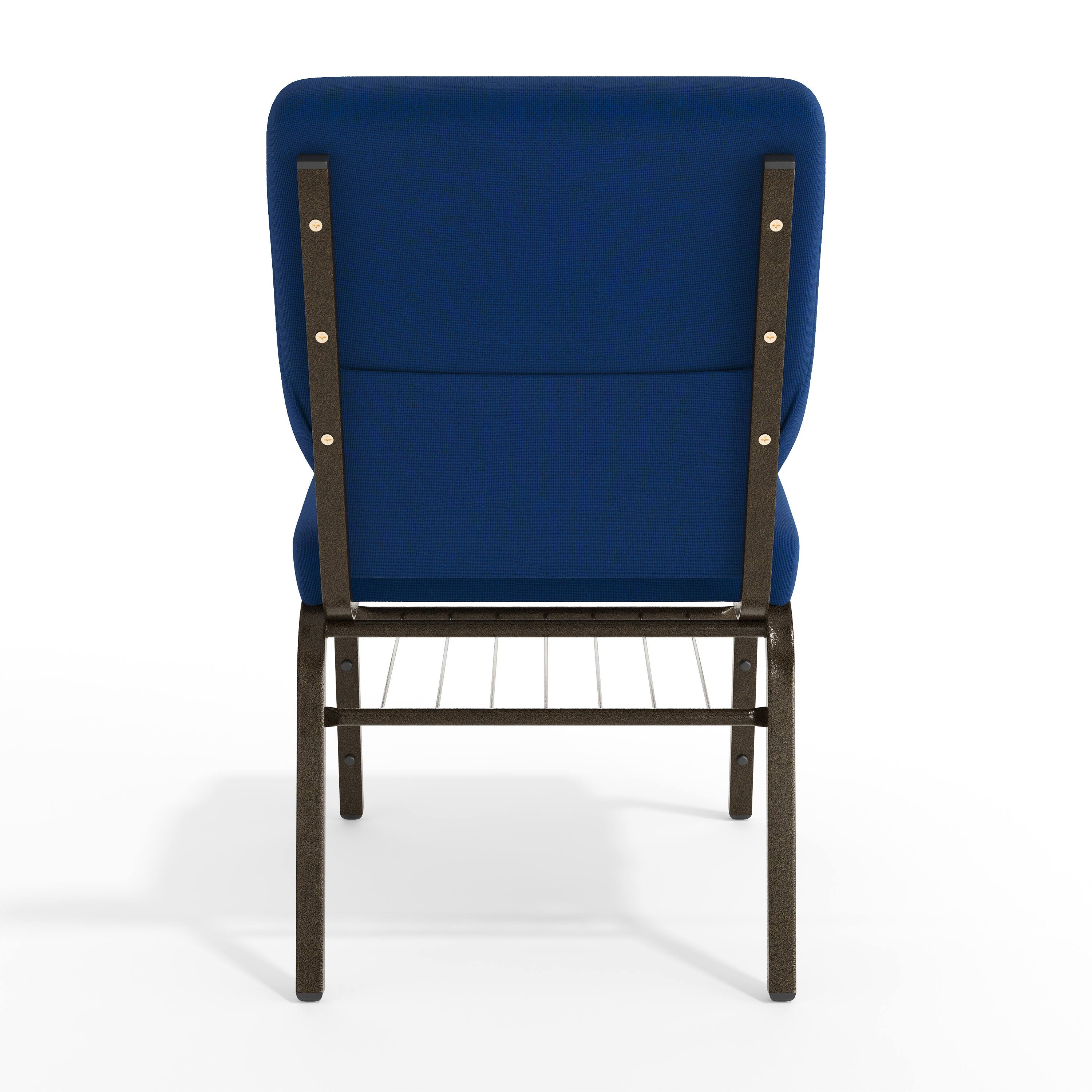 Alt View 7. Emma + Oliver - 18.5"W Church/Reception Guest Chair with Book Rack - Navy Blue Fabric/Gold Vein Frame.