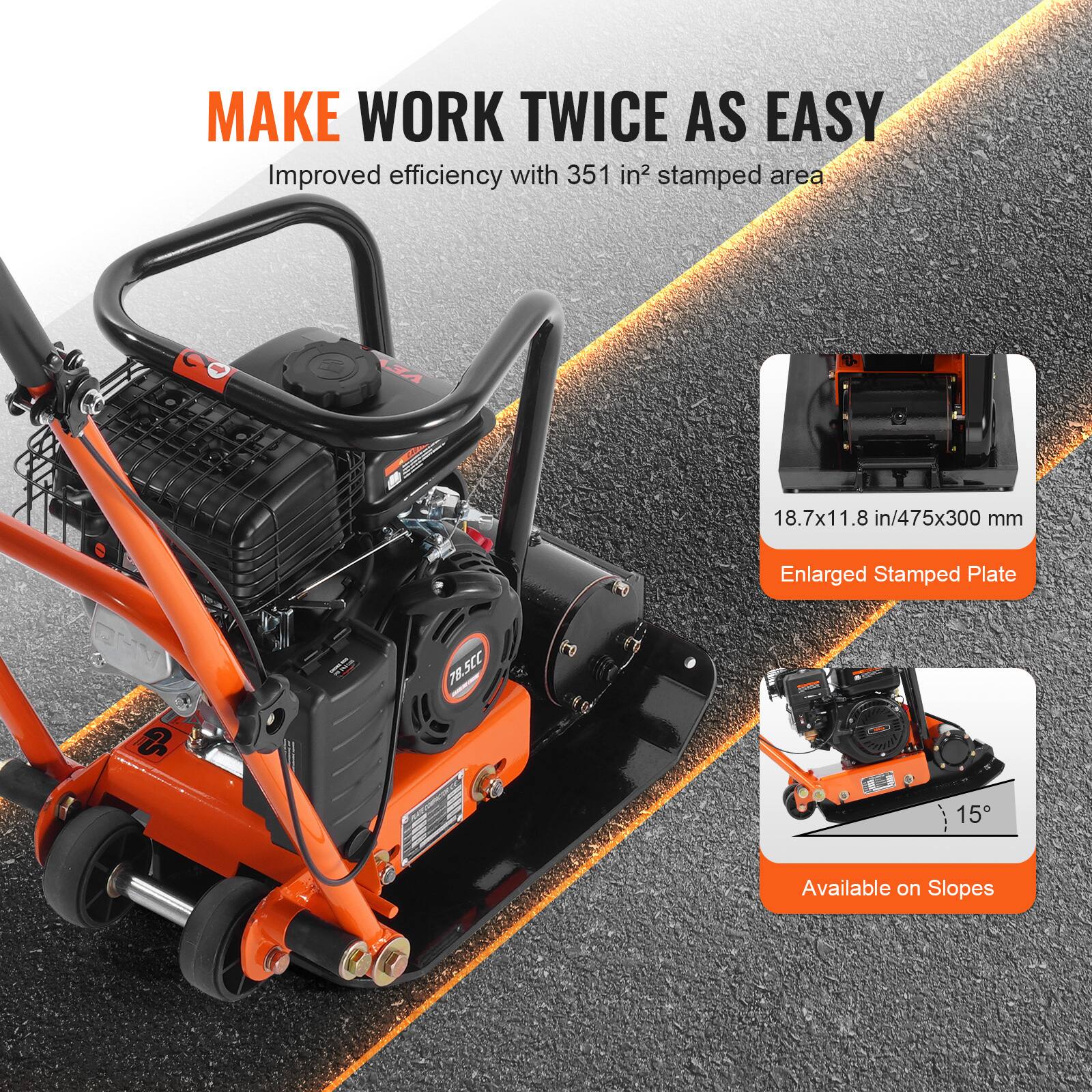 MAKE WORK TWICE AS EASY  
Improved efficiency with 351 in² stamped area  

18.7x11.8 in / 475x300 mm  
Enlarged Stamped Plate  

Available on Slopes