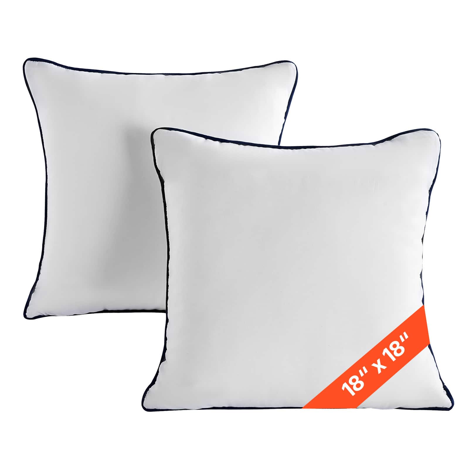 VEVOR - 18 x 18 in Throw Pillow Inserts, Set of 2, Firm and Fluffy Decorative Down Alternative Pillows with Polyester Fiber - White