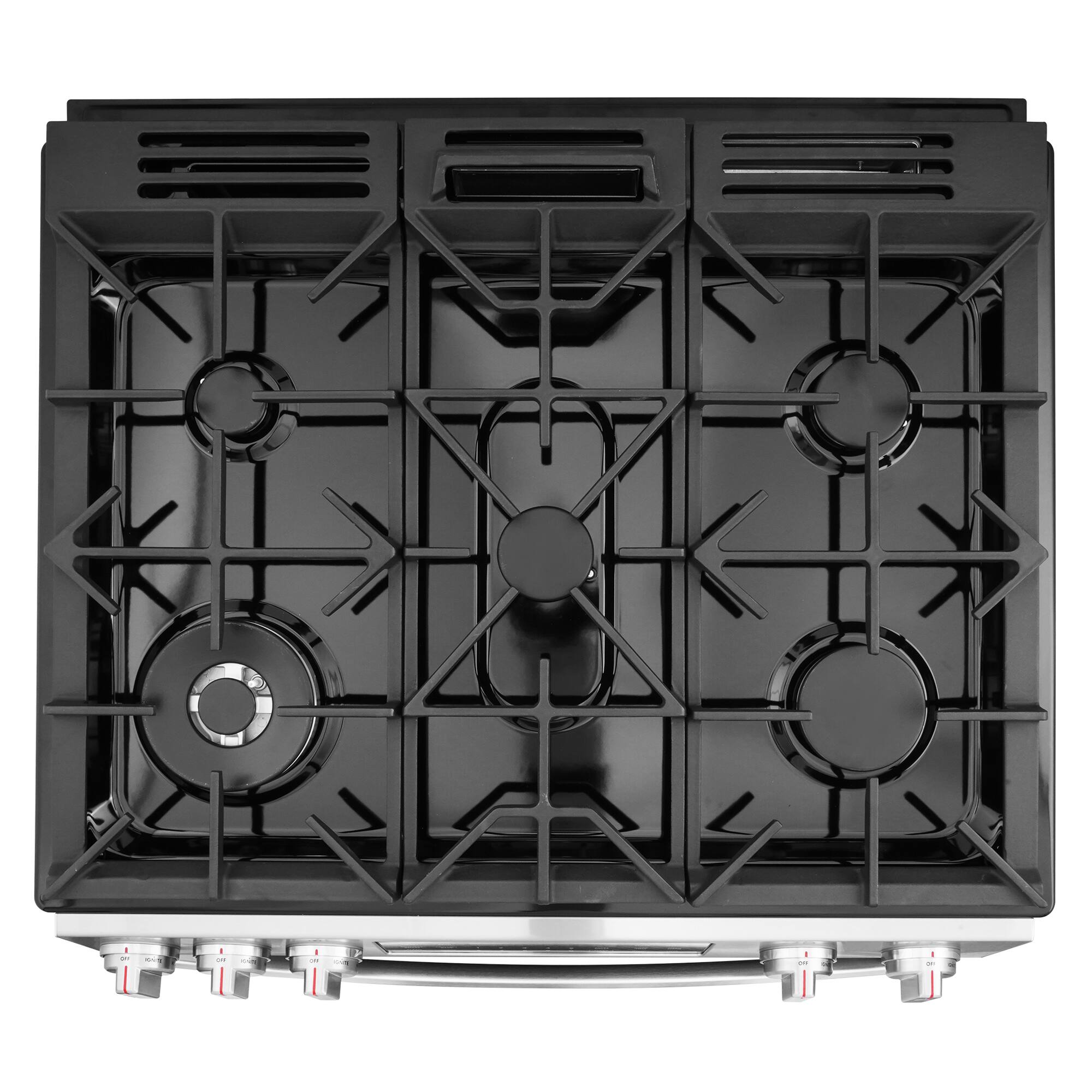 Alt View 6. COSMO - COS-GRC305KTD 30 in. Lumin Collection 6.1 cu. ft. Gas Range with 5 Burners, Convection Oven, Self Clean, Air Fry - Stainless Steel.