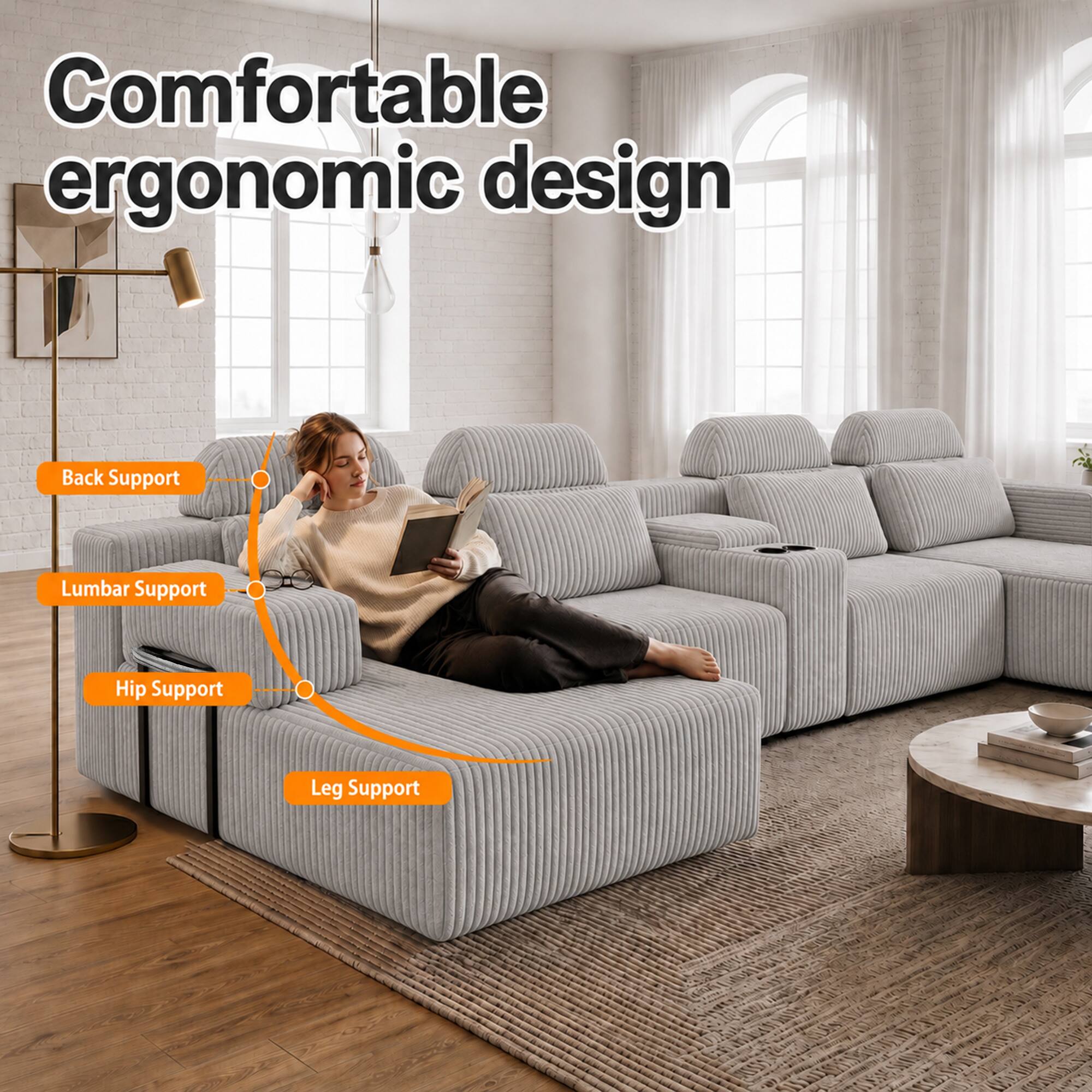 Comfortable ergonomic design

- Back Support
- Lumbar Support
- Hip Support
- Leg Support