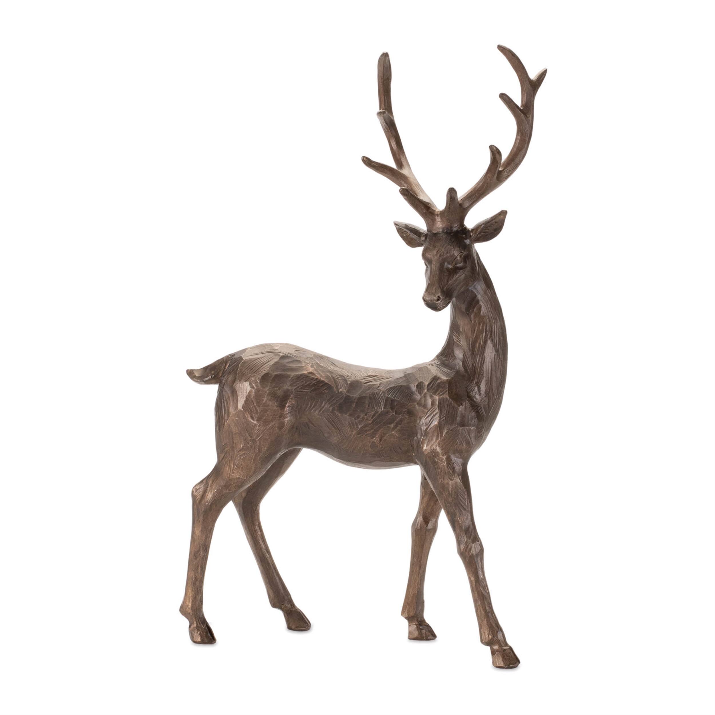 Left. BreeBe - Winter Deer Figurine (Set of 2) - Brown.