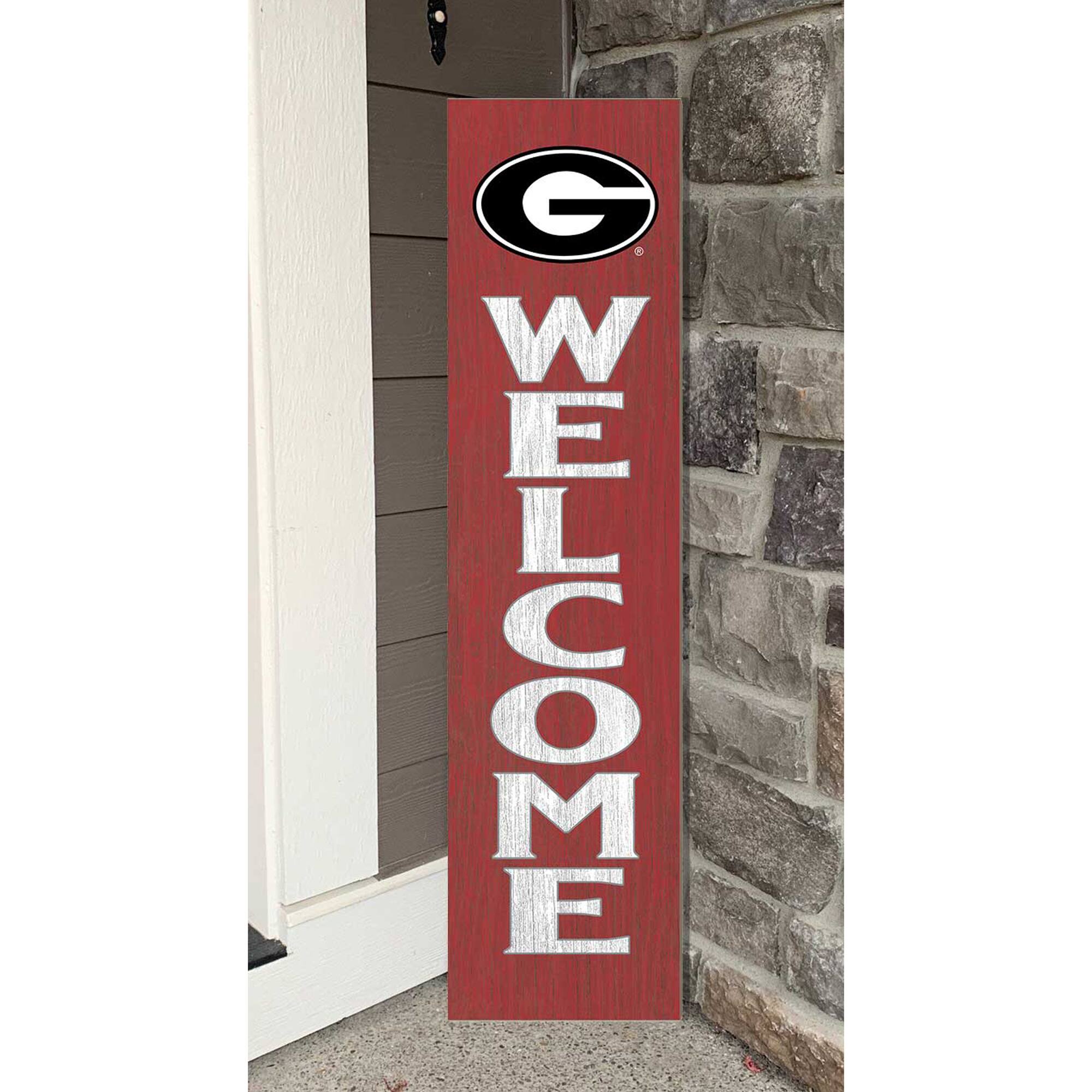 Alt View 1. Jardine - Georgia Bulldogs 12'' x 48'' Welcome Outdoor Leaner - Red.