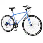 Front. Costway - Costway 6-Speed Cycling Bike with All-terrain Rubber Wheels Dual Brakes Adjustable Saddle - Blue.