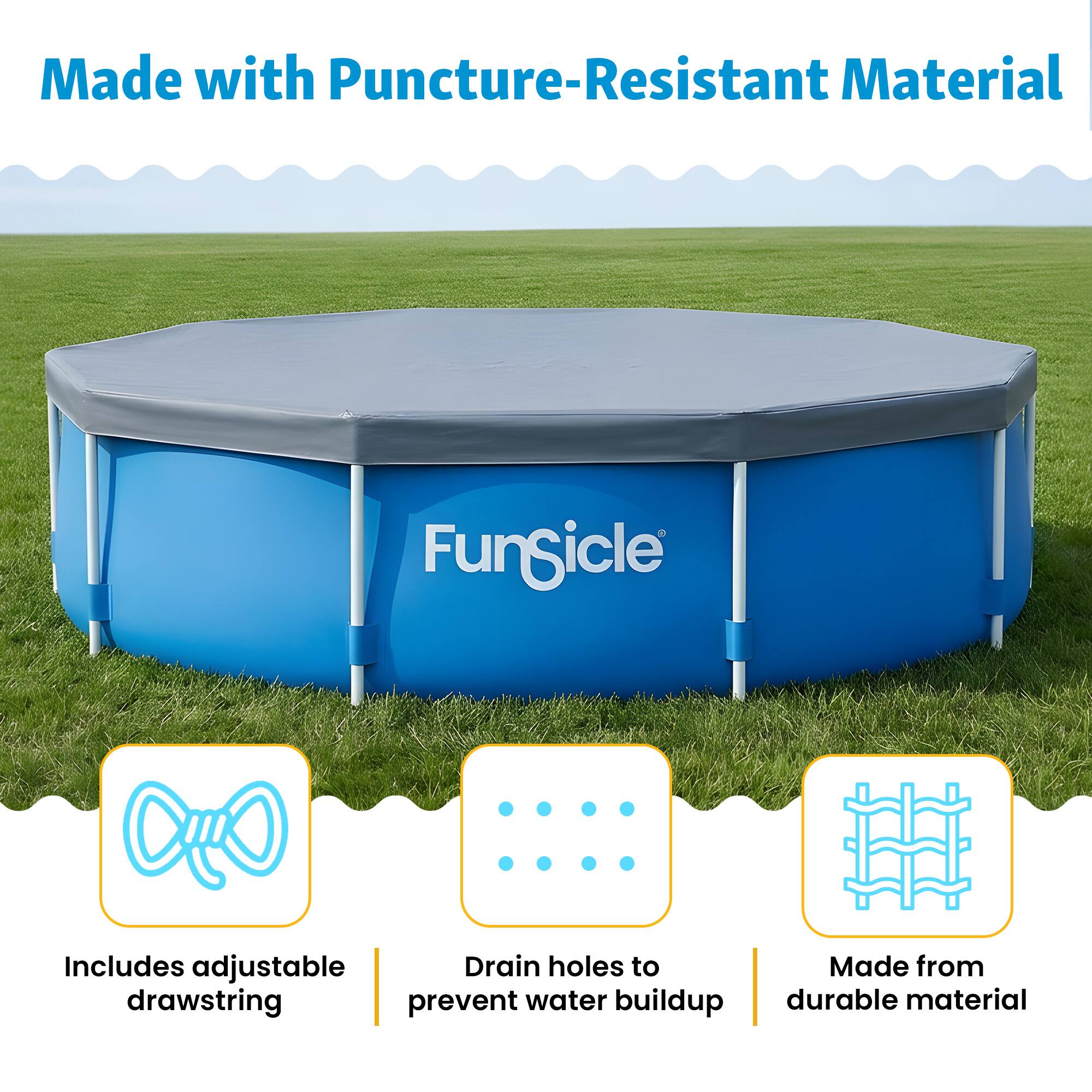 Made with Puncture-Resistant Material

Includes adjustable drawstring

Drain holes to prevent water buildup

Made from durable material