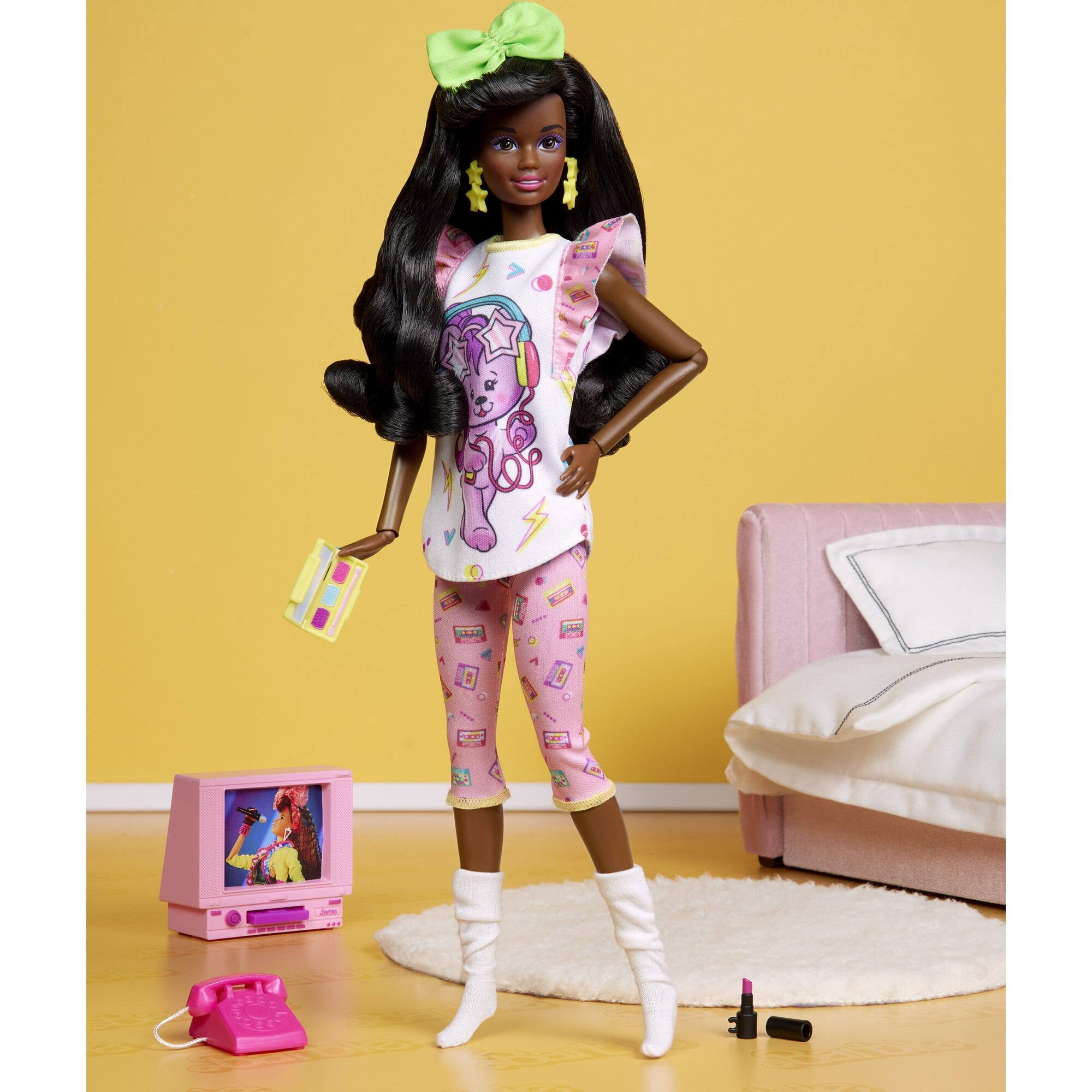 Angle. Mattel - Barbie Rewind 80s Slumber Party Collectible Doll with Accessories.