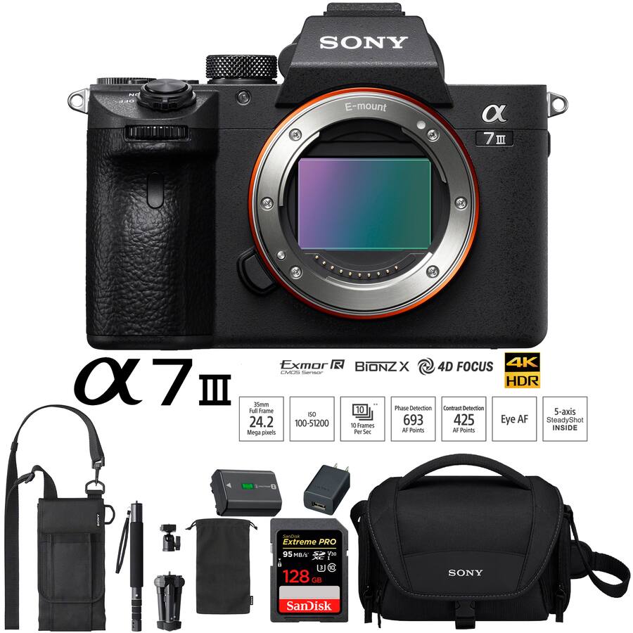 Sony a7III Full Frame Mirrorless ILC Camera and Monopod 128GB Memory ...