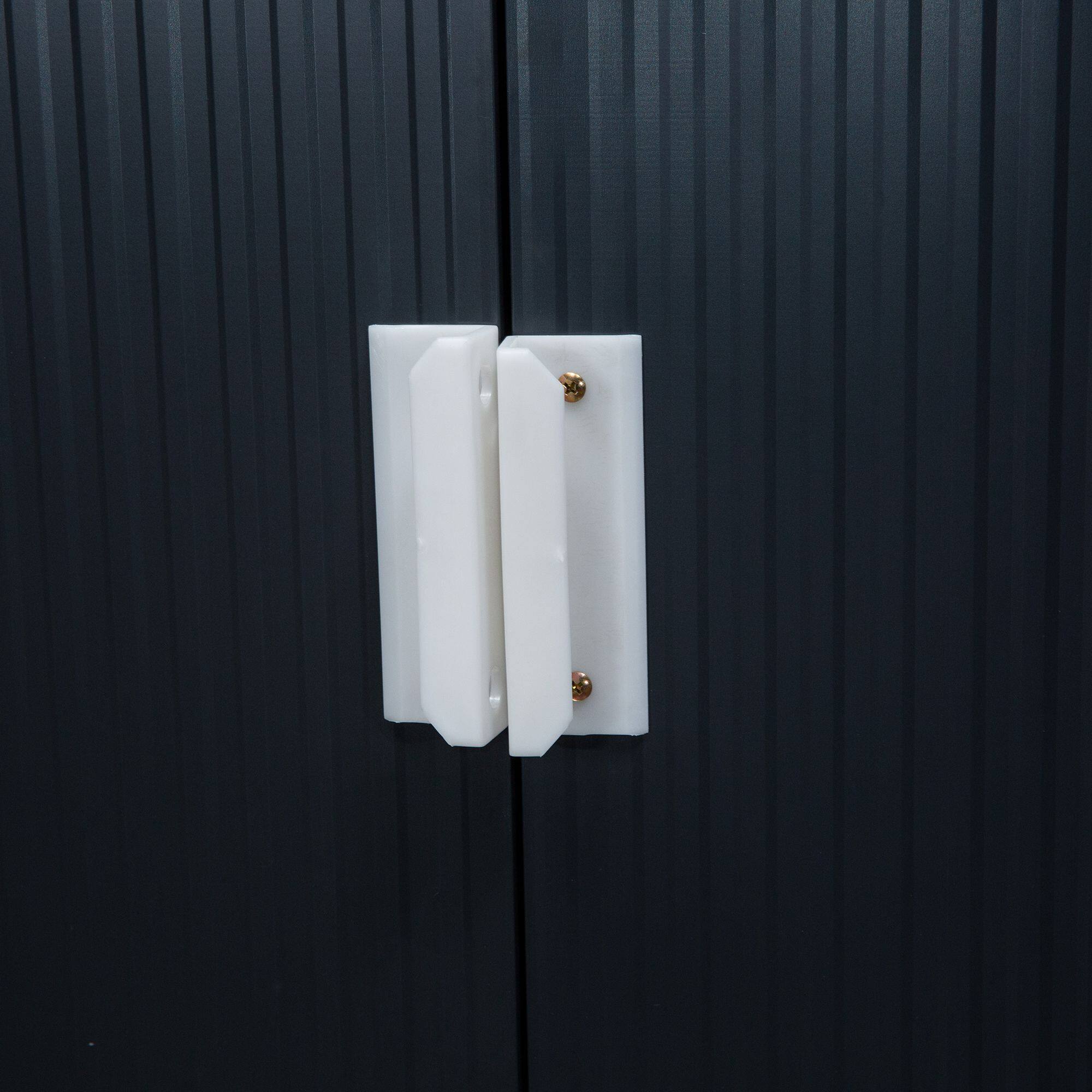 Alt View 8. Outsunny - 9' x 6' Outdoor Storage Shed, Garden Tool Metal Shed with Foundation Kit, Double Lockable Door.