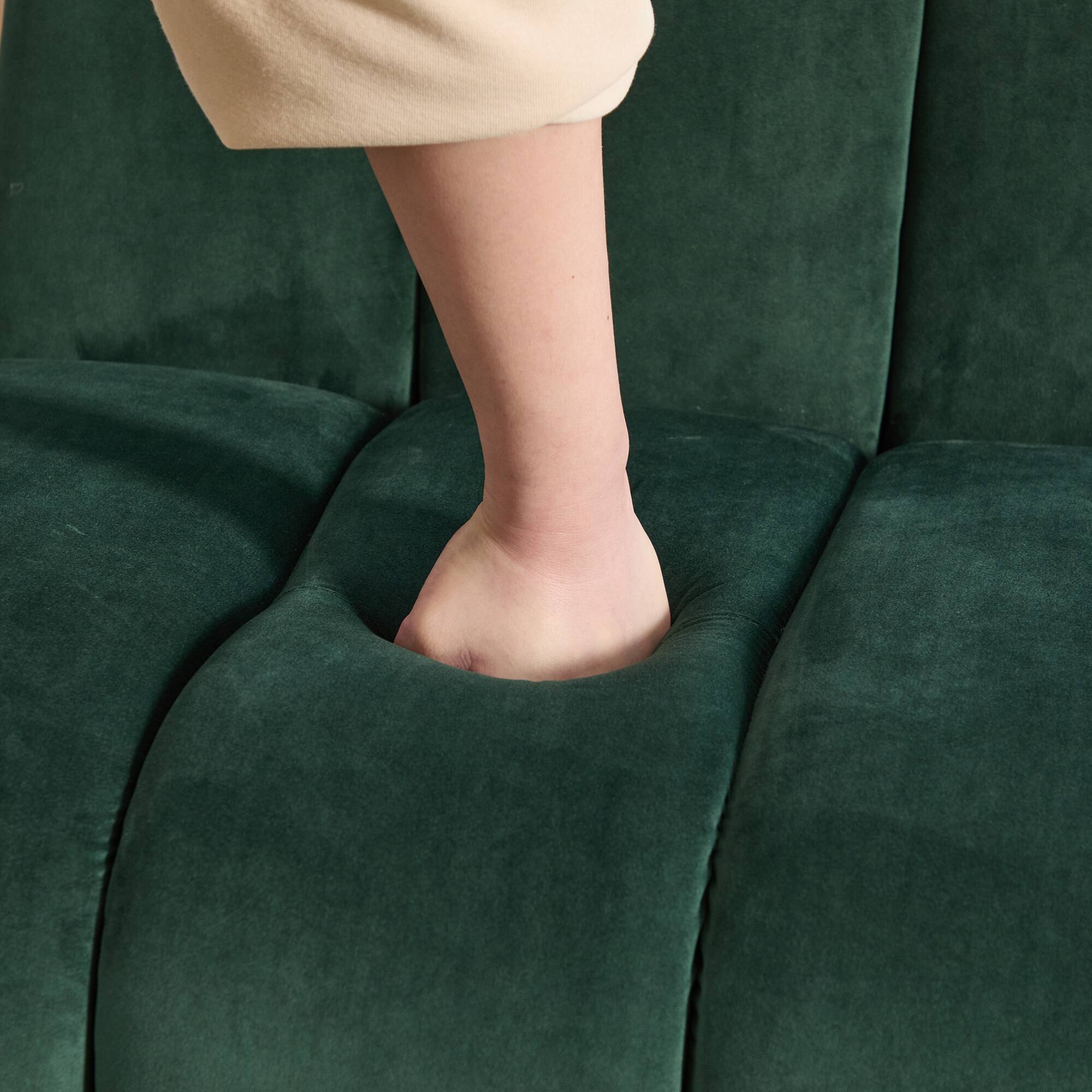 Alt View 7. GOODSILO - Modern Upholstered Armless Accent Chair with Solid Wood Legs for Living Room, Bedroom, and Office - Green.