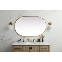 Elegant Decor - Metal Frame Oval Mirror 30x48 Inch - Brass